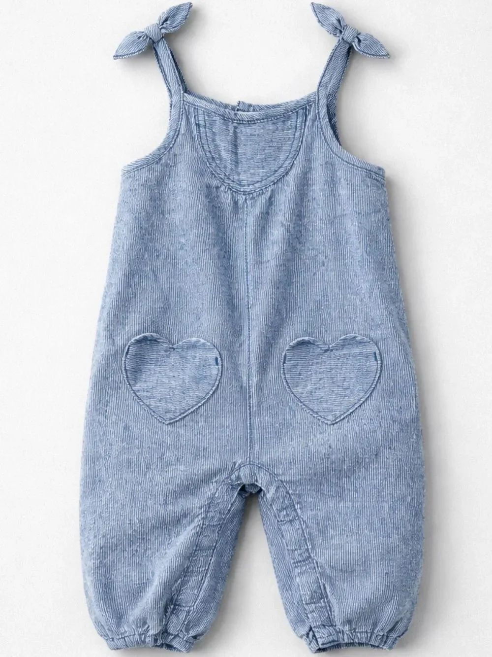 Hanna Andersson blue Denim jumpsuit with heart pockets 12-18 months